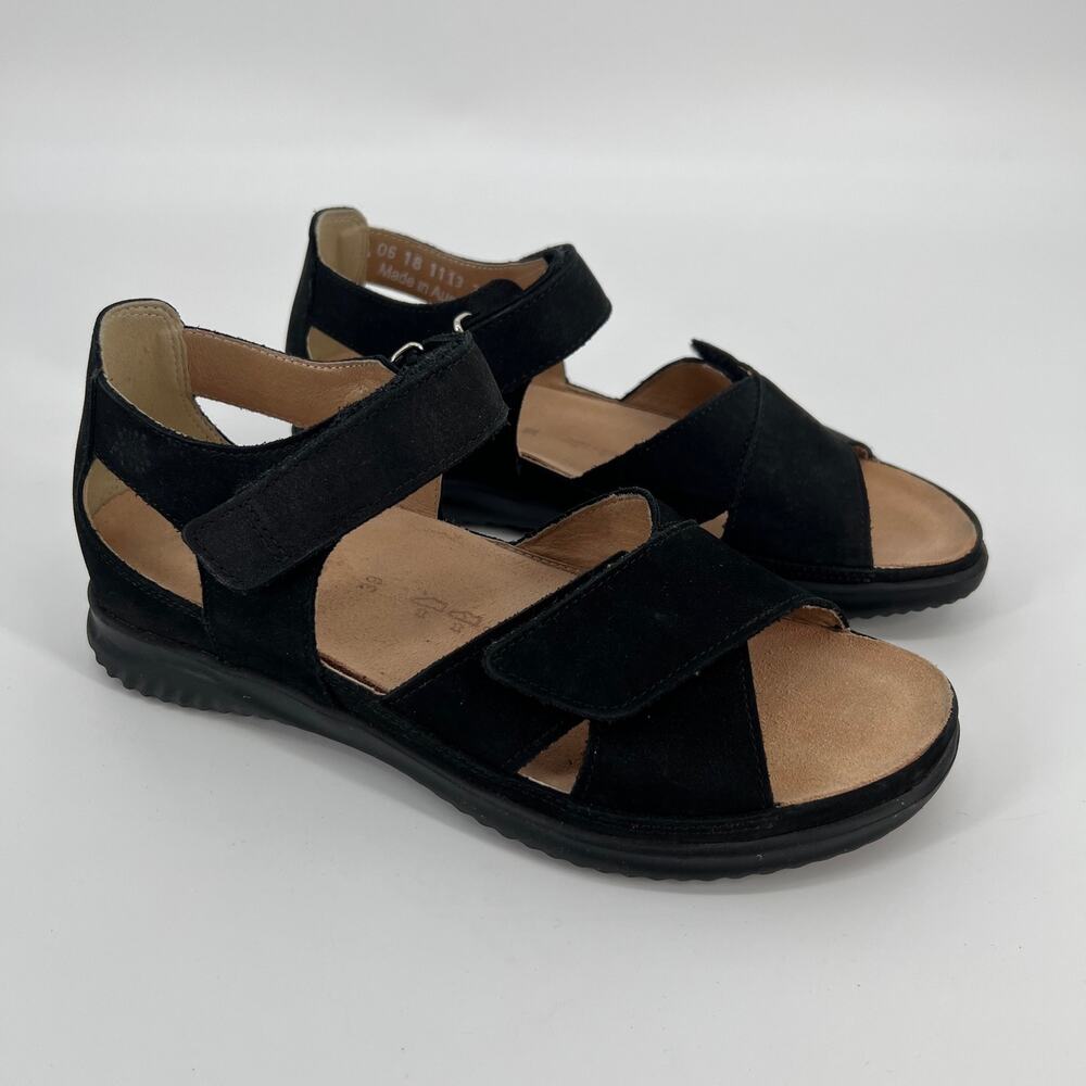 Hartjes Breeze 2 Comfort Sandal Women US 8.5 EU 39 Black Schwartz Nubuck Leather